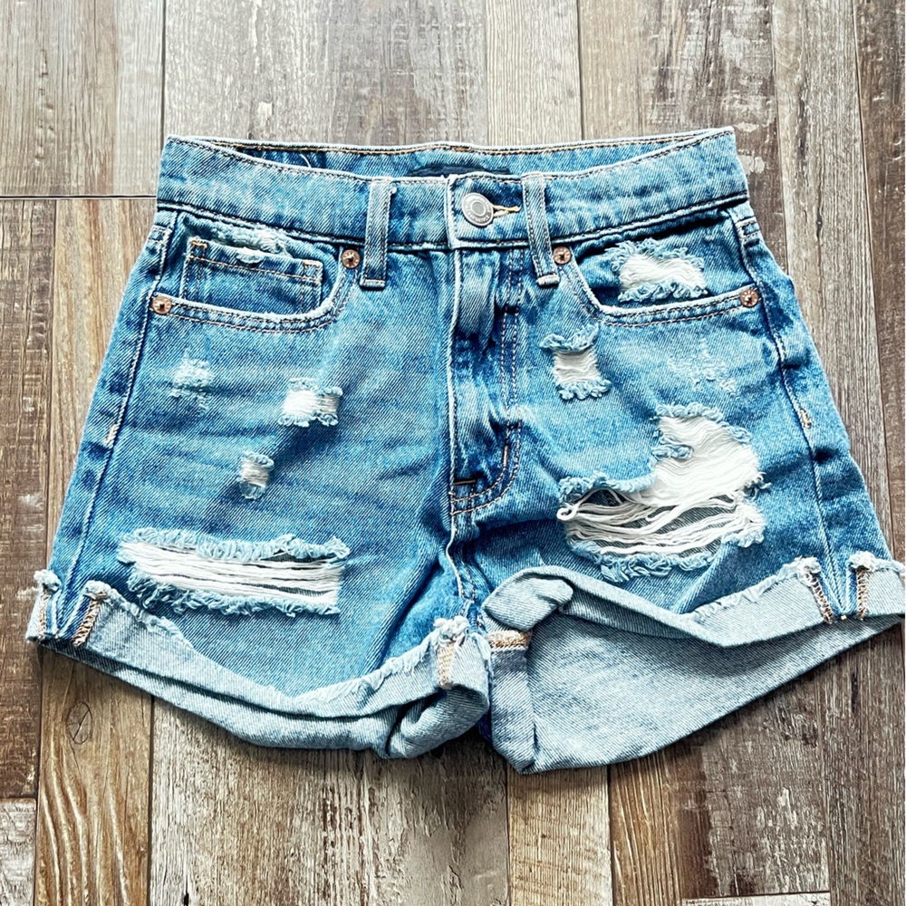 Stylish Blue Distressed Jean Shorts